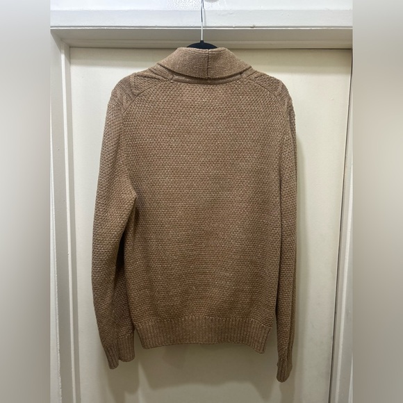 Gap Cardigan Sweater Cable Knit Chunky Mens M Camel Shawl Collar Grandpacore - Picture 3 of 8
